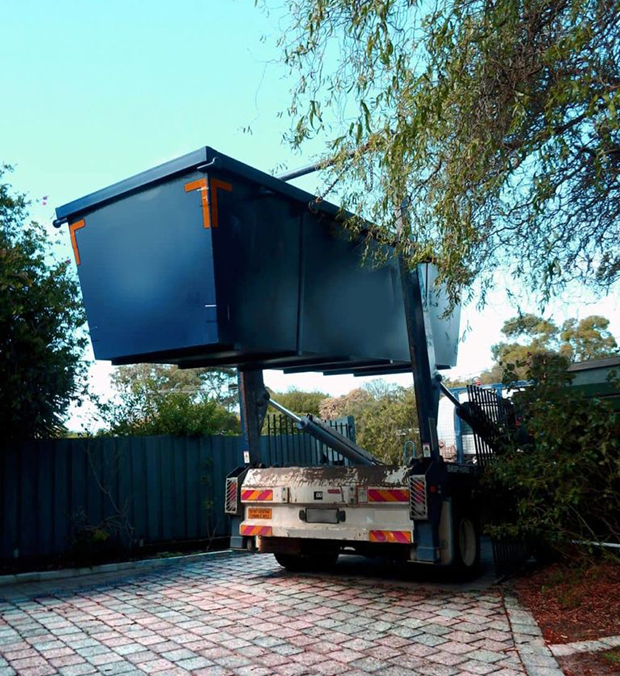 Green dumpster rental container for waste removal